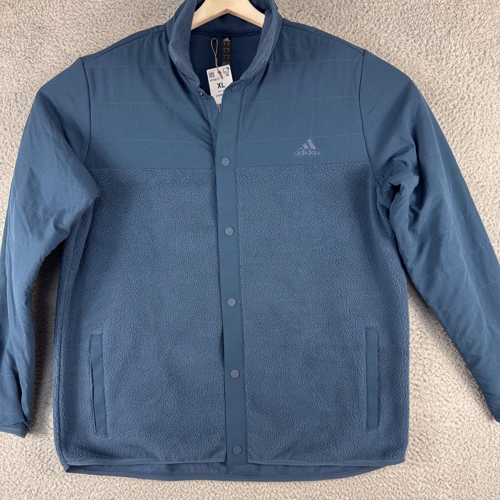 Adidas Chore Coat Jacket Mens XL Blue Crew Navy‎ Golf Fleece Lined HF6517 New